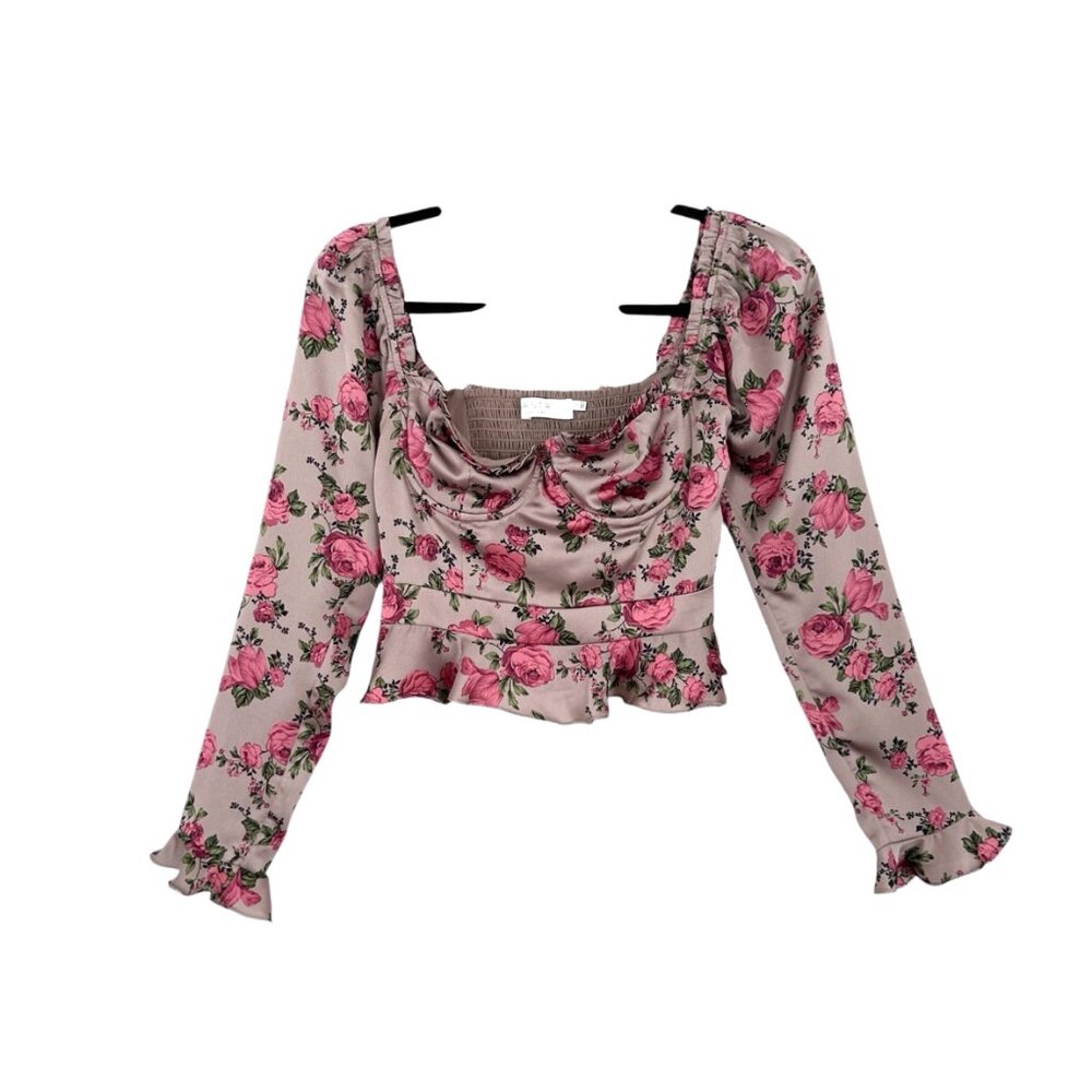 ASTR the Label Floral Sweetheart Neck Underwire Satin Top - Picture 4 of 8